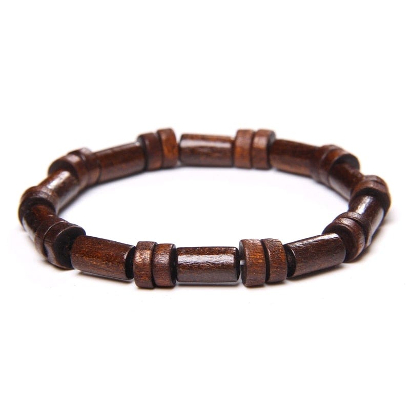 Bracelet Perle de Bois Tibétain Marron pour Homme - Mon Bracelet Homme