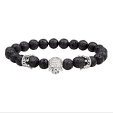 Bracelet Perle Noire Tête de Mort en Pierre - Mon Bracelet Homme