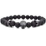 Bracelet Perle Noire Tête de Mort en Pierre - Mon Bracelet Homme