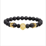 Bracelet Perle Noire Tête de Mort en Pierre - Mon Bracelet Homme