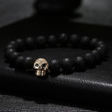 Bracelet Perle Volcanique et Tête de mort en Pierre - Mon Bracelet Homme