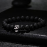 Bracelet Perle Volcanique et Tête de mort en Pierre - Mon Bracelet Homme