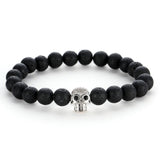 Bracelet Perle Volcanique et Tête de mort en Pierre - Mon Bracelet Homme