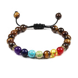 Bracelet Perles 7 Chakras Oeil de Tigre en Pierre - Mon Bracelet Homme