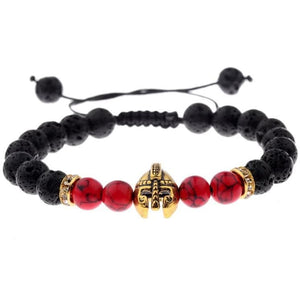 Bracelet Perles Casque Spartiate en Pierre - Mon Bracelet Homme