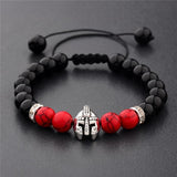 Bracelet Perles Casque Spartiate en Pierre - Mon Bracelet Homme