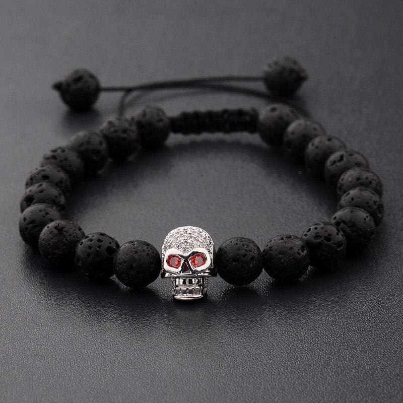 Bracelet Perles Crâne en Pierre - Mon Bracelet Homme