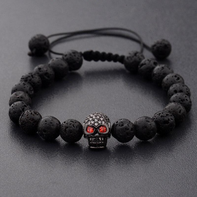 Bracelet Perles Crâne en Pierre - Mon Bracelet Homme