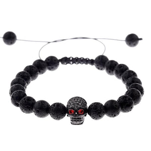 Bracelet Perles Crâne en Pierre - Mon Bracelet Homme