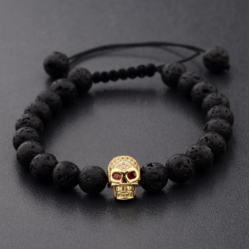 Bracelet Perles Crâne en Pierre - Mon Bracelet Homme