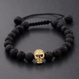 Bracelet Perles Crâne en Pierre - Mon Bracelet Homme
