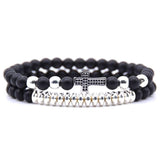 Bracelet Perles Croix Homme en Pierre - Mon Bracelet Homme