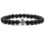 Bracelet Perles Croix Minimaliste en Pierre - Mon Bracelet Homme