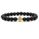 Bracelet Perles Croix Minimaliste en Pierre - Mon Bracelet Homme