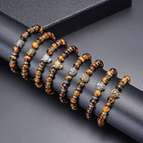 Bracelet Perles de Lion Homme en Œil-de-Tigre - Mon Bracelet Homme