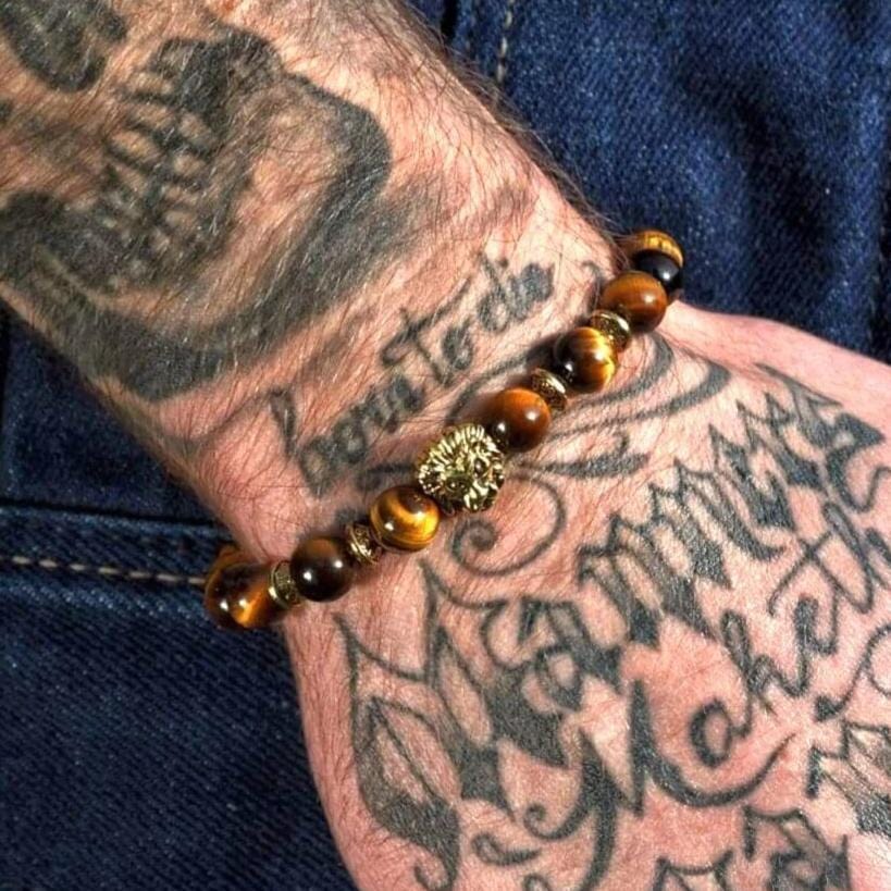 Bracelet Perles de Lion Homme en Œil-de-Tigre - Mon Bracelet Homme