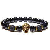 Bracelet Perles Homme avec Tête de Lion en Pierre - Mon Bracelet Homme