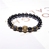 Bracelet Perles Homme avec Tête de Lion en Pierre - Mon Bracelet Homme