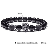 Bracelet Perles Homme avec Tête de Lion en Pierre - Mon Bracelet Homme