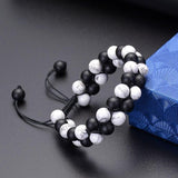 Bracelet Perles Homme Blanches et Noires en Pierre - Mon Bracelet Homme