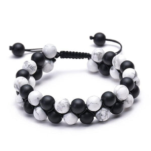 Bracelet Perles Homme Blanches et Noires en Pierre - Mon Bracelet Homme