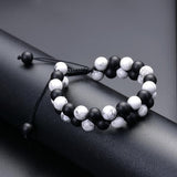 Bracelet Perles Homme Blanches et Noires en Pierre - Mon Bracelet Homme