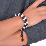 Bracelet Perles Homme Blanches et Noires en Pierre - Mon Bracelet Homme