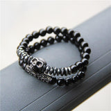 Bracelet Perles Homme Crâne Imposant en Pierre - Mon Bracelet Homme