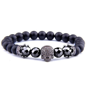 Bracelet Perles Homme Crâne Luxueux en Pierre - Mon Bracelet Homme