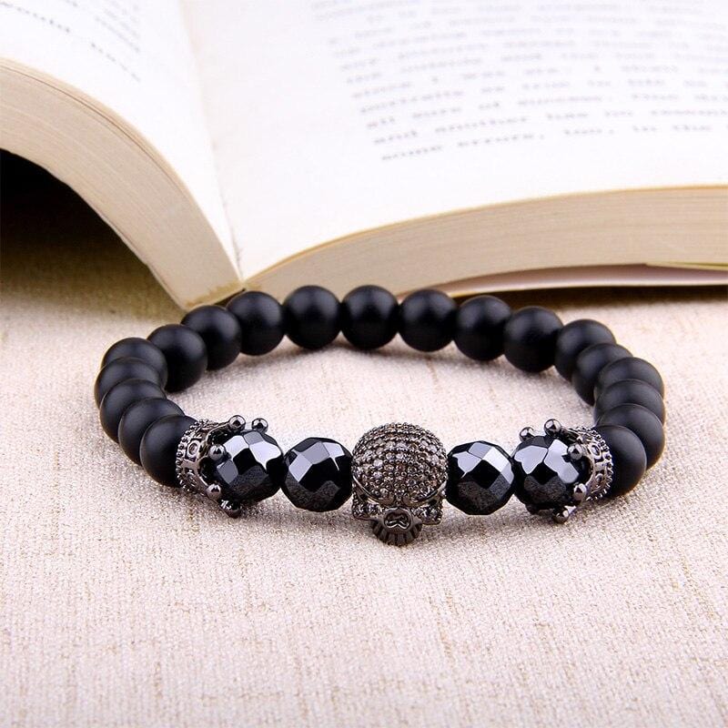 Bracelet Perles Homme Crâne Luxueux en Pierre - Mon Bracelet Homme