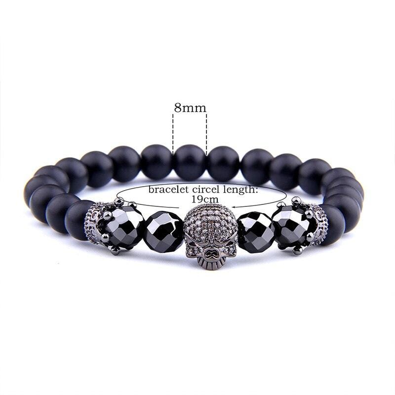 Bracelet Perles Homme Crâne Luxueux en Pierre - Mon Bracelet Homme