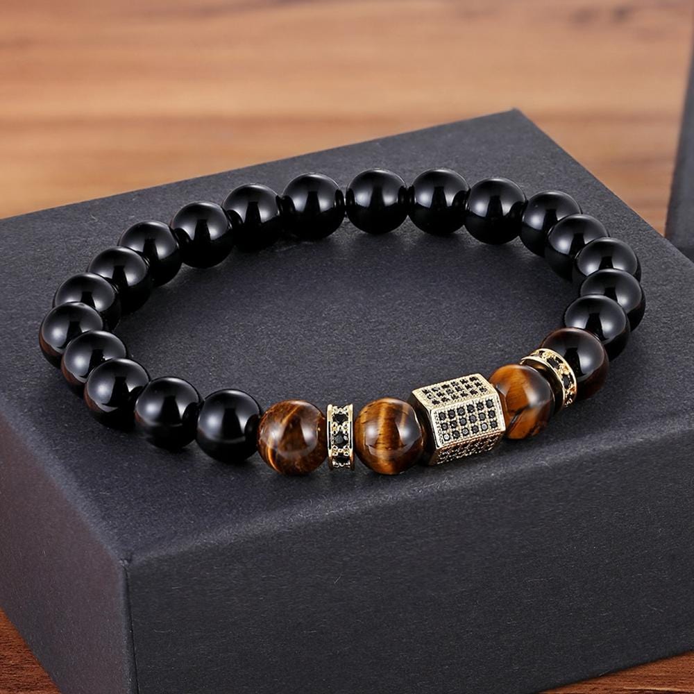Bracelet Perles Homme en Pierres d'Onyx - Mon Bracelet Homme