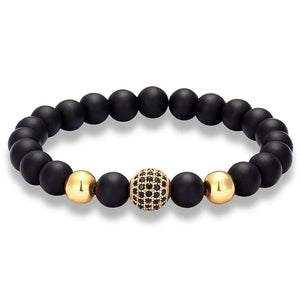 Bracelet Perles Homme Motifs Acier en Pierre - Mon Bracelet Homme