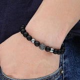 Bracelet Perles Homme Motifs Acier en Pierre - Mon Bracelet Homme