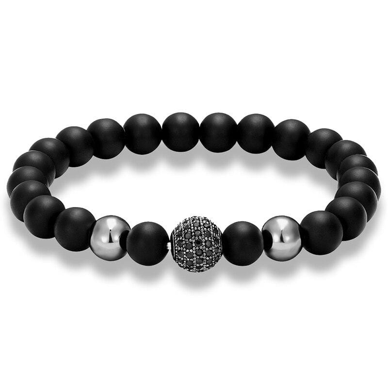 Bracelet Perles Homme Motifs Acier en Pierre - Mon Bracelet Homme