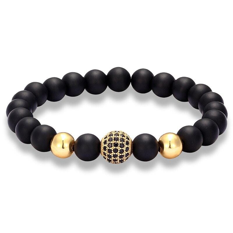 Bracelet Perles Homme Motifs Acier en Pierre - Mon Bracelet Homme