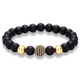 Bracelet Perles Homme Motifs Acier en Pierre