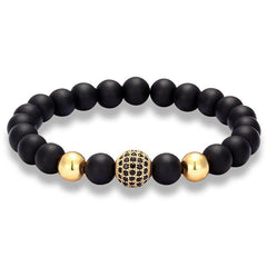 Bracelet Perles Homme Motifs Acier en Pierre