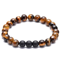 Bracelet Perles Homme Multiples Pierres en Œil-de-Tigre