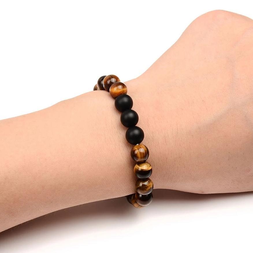Bracelet Perles Homme Multiples Pierres en Œil-de-Tigre - Mon Bracelet Homme