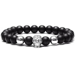 Bracelet Perles Homme Noires Crâne en Pierre