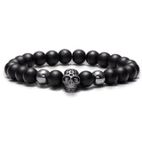 Bracelet Perles Homme Noires Crâne en Pierre - Mon Bracelet Homme
