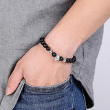 Bracelet Perles Homme Noires Crâne en Pierre - Mon Bracelet Homme