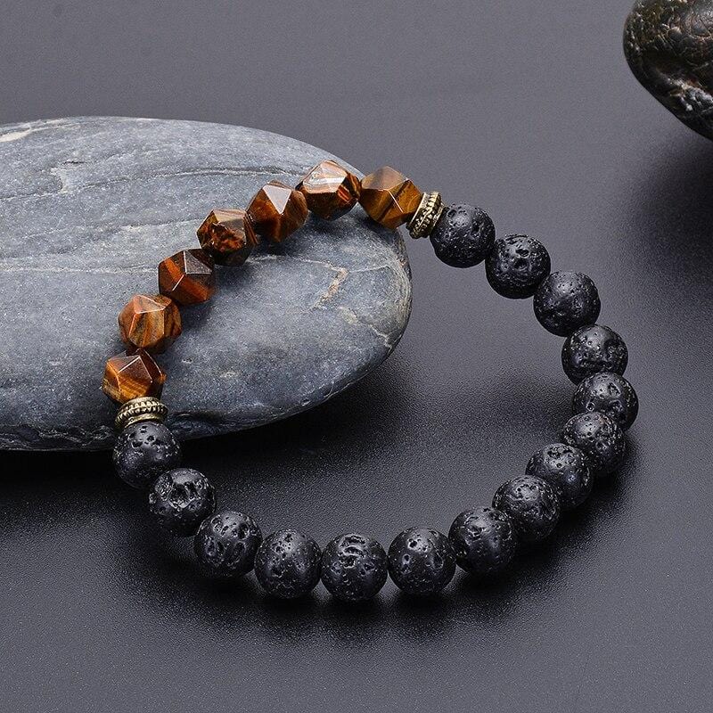 Bracelet Perles Homme Pierres de lave - Mon Bracelet Homme