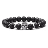 Bracelet Perles Homme Tête de Mort Acier en Pierre - Mon Bracelet Homme