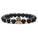 Bracelet Perles Homme Tête de Mort Acier en Pierre - Mon Bracelet Homme