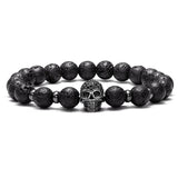 Bracelet Perles Homme Tête de Mort Acier en Pierre - Mon Bracelet Homme