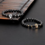 Bracelet Perles Homme Tête de Mort Acier en Pierre - Mon Bracelet Homme
