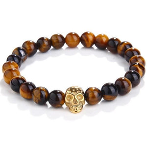Bracelet Perles Homme Tête de Mort en Pierre - Mon Bracelet Homme