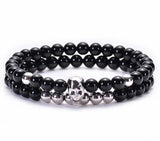 Bracelet Perles Homme Tête de Mort Luxueux en Pierre - Mon Bracelet Homme